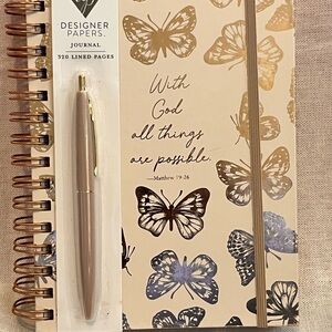 Butterfly Journal with Pen - Cream and Gold